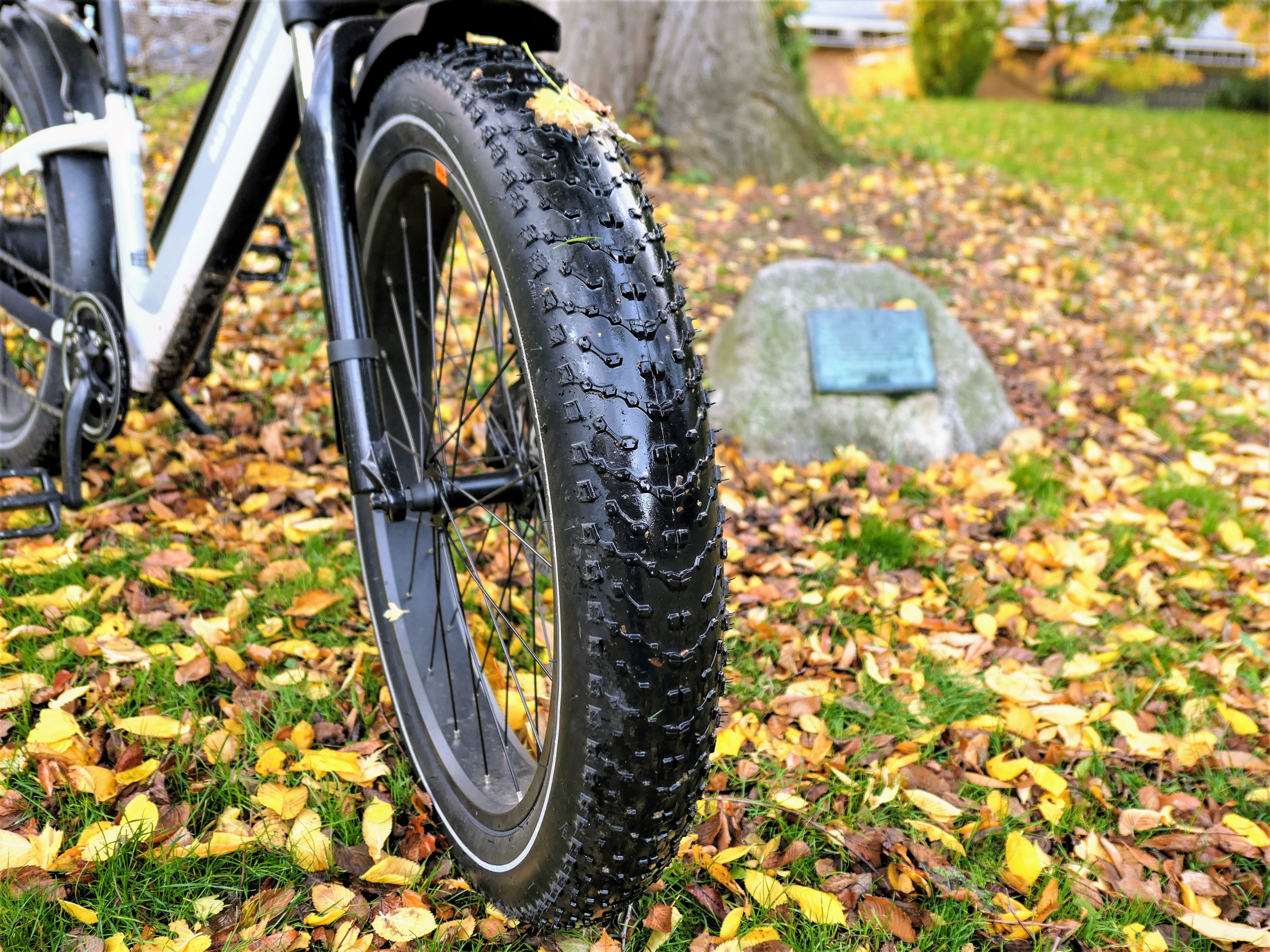 Beefy tires for rolling over potholes